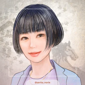 ジャケットを着て微笑むショートボブの女性のイラスト