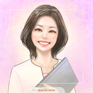 パソコンを持って微笑む女性のイラスト