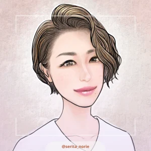 ゆるいパーマのかかったショートヘアの女性のイラスト
