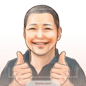 両手でいいねをした坊主頭の男性のイラスト