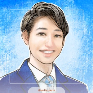 ブルーのジャケットとネクタイ姿の男性のイラスト