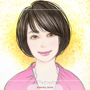 ピンクの服を着たマッシュルームボブの女性のイラスト