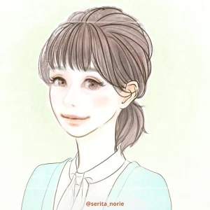 ボウタイの白のブラウスを着た女性のイラスト
