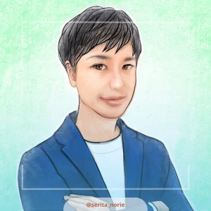 青いジャケットを着て腕組みをしている男性のイラスト