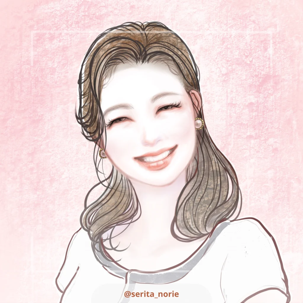 柔らかな笑顔のロングヘアの女性のイラスト