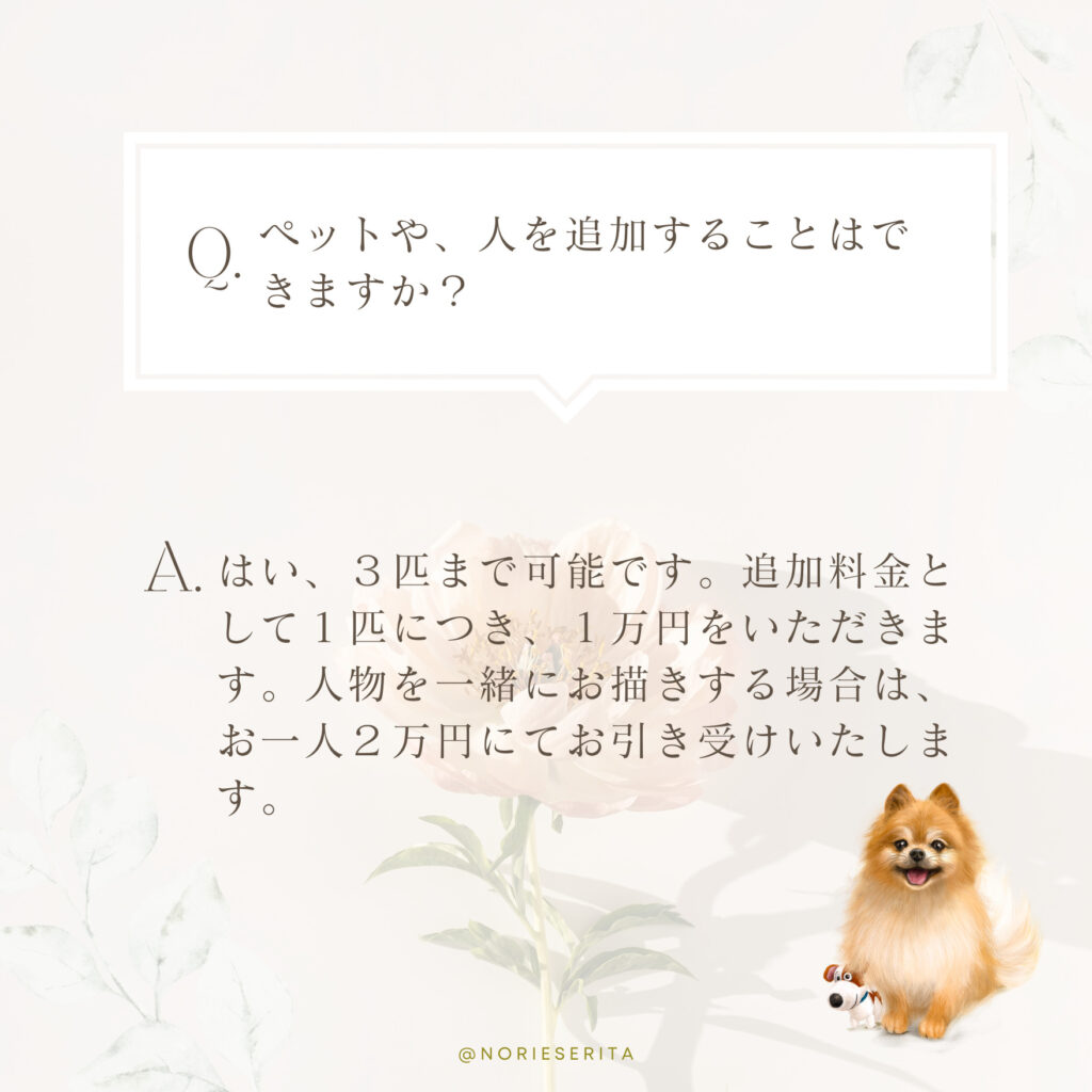 ペットの似顔絵の追加について
